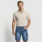 Denim Cargo Shorts Washed Straight Fit for Men