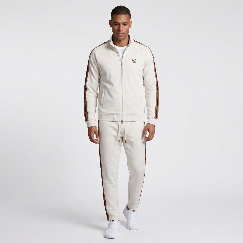 Zip-Up Tracksuit Set Side Stripe Regular Fit for Men
