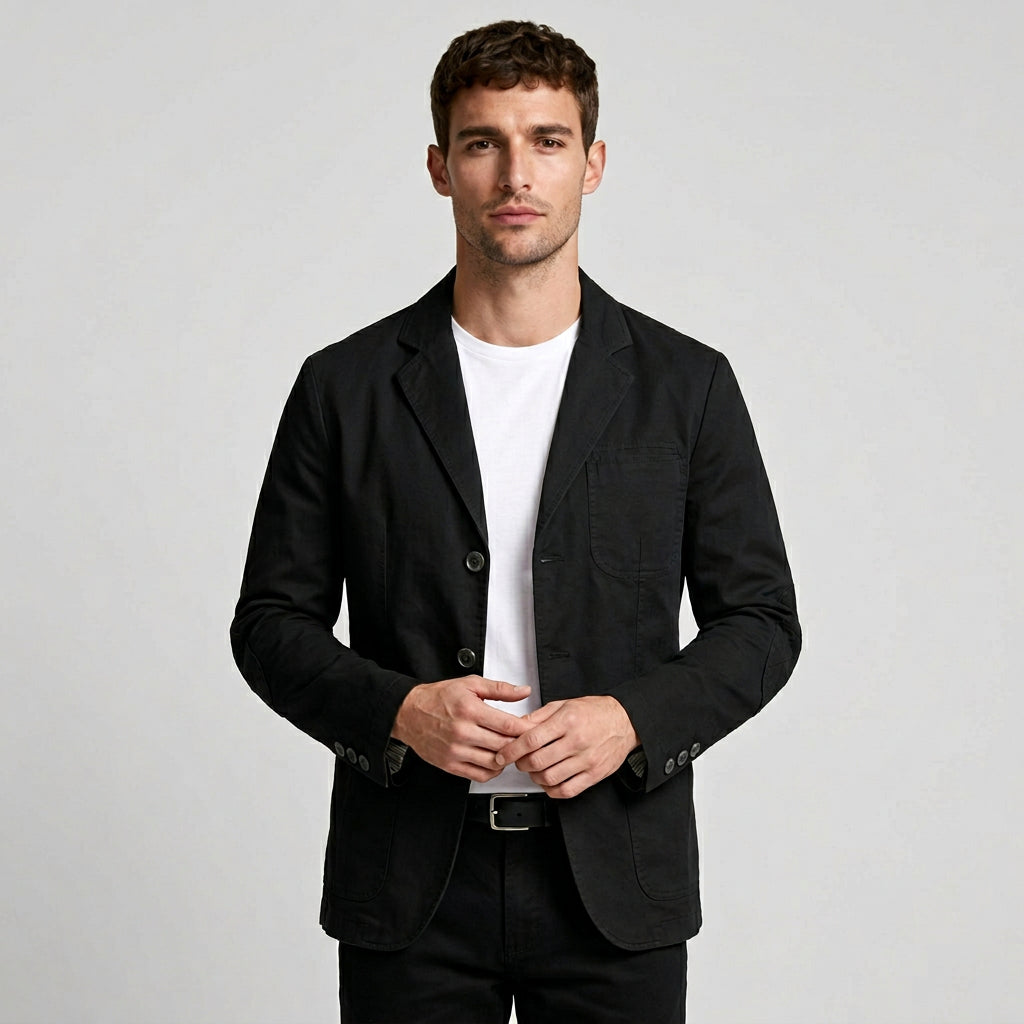 Three-Button Woven Blazer Tailored Regular Fit for Men
