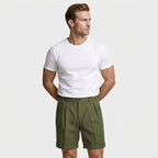 Pleated Tailored Shorts Cuffed Hem Regular Fit for Men