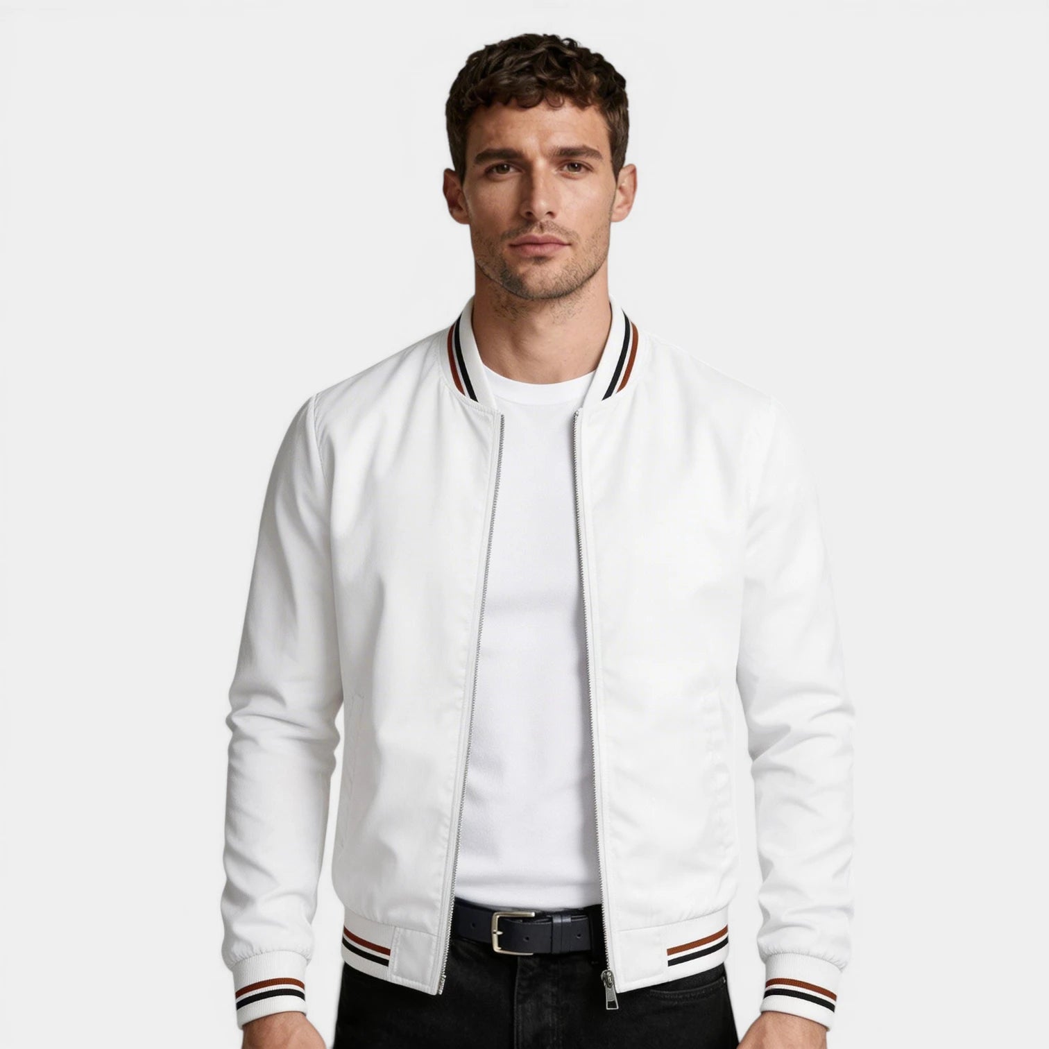Zip-Up Lightweight Bomber Jacket Regular Fit for Men