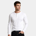 Long Sleeve Henley Shirt Three Button Placket for Men