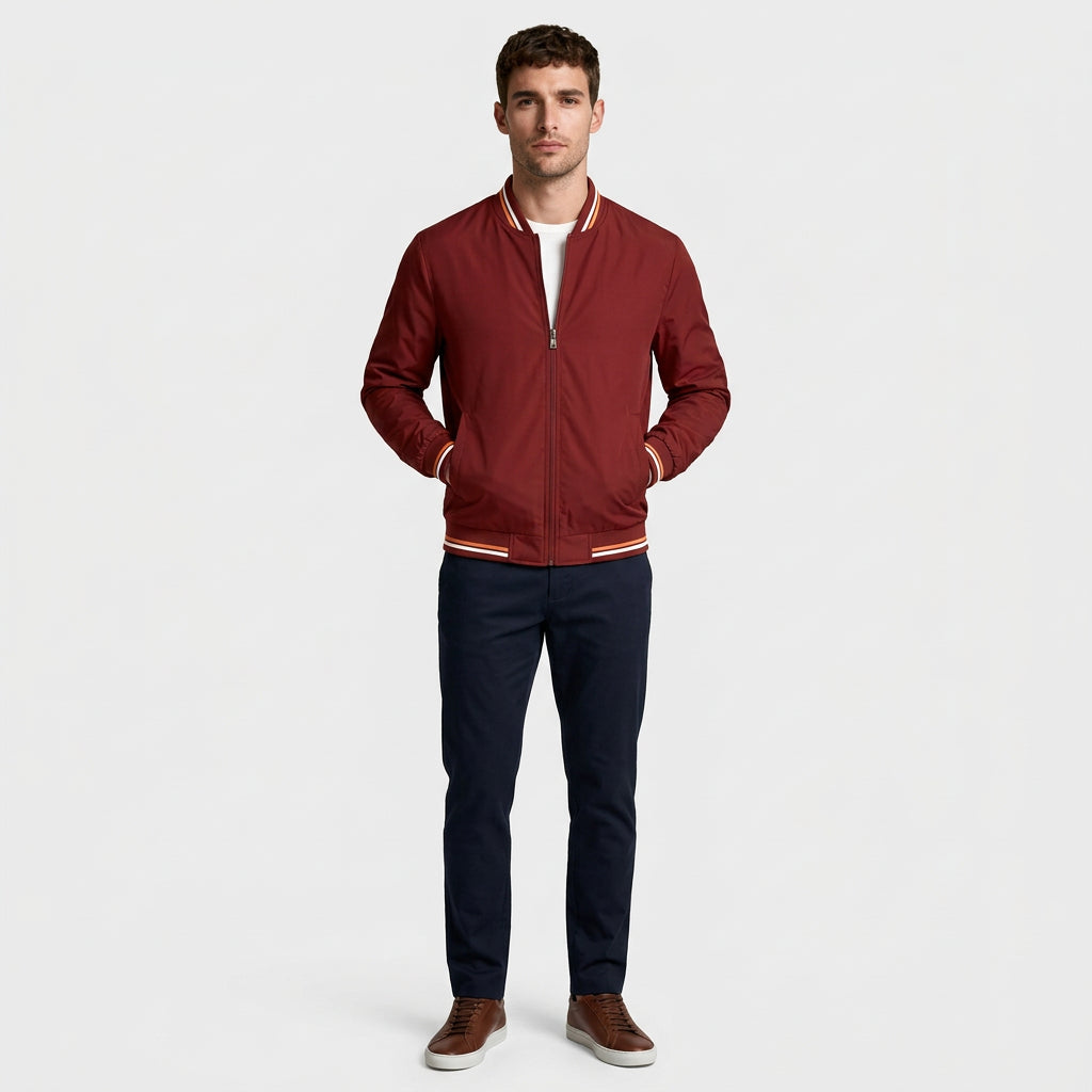 Zip-Up Lightweight Bomber Jacket Regular Fit for Men
