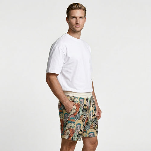 Graphic Print Shorts Drawstring Waist Relaxed Fit for Men
