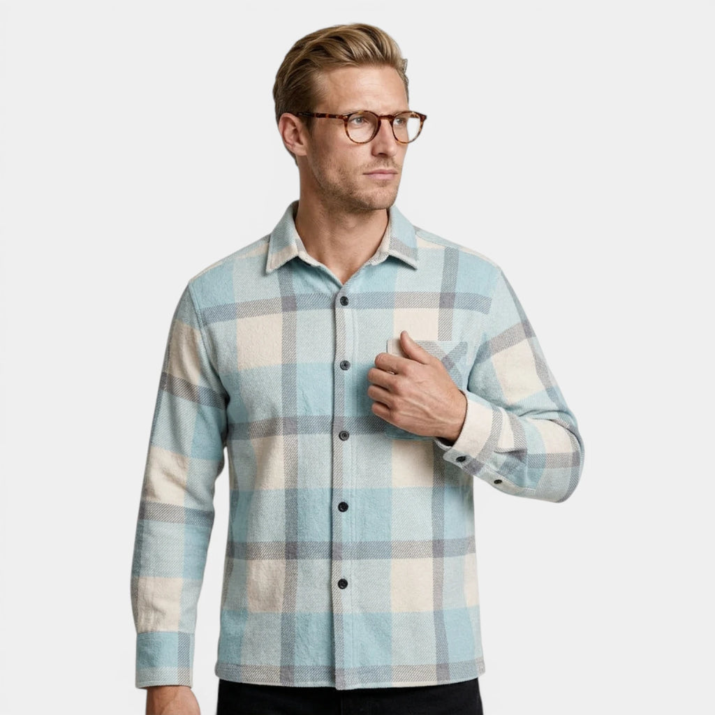 Checked Overshirt Relaxed Fit Button-Front for Men