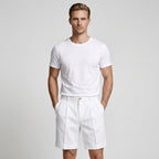 Pleated Tailored Shorts Cuffed Hem Regular Fit for Men