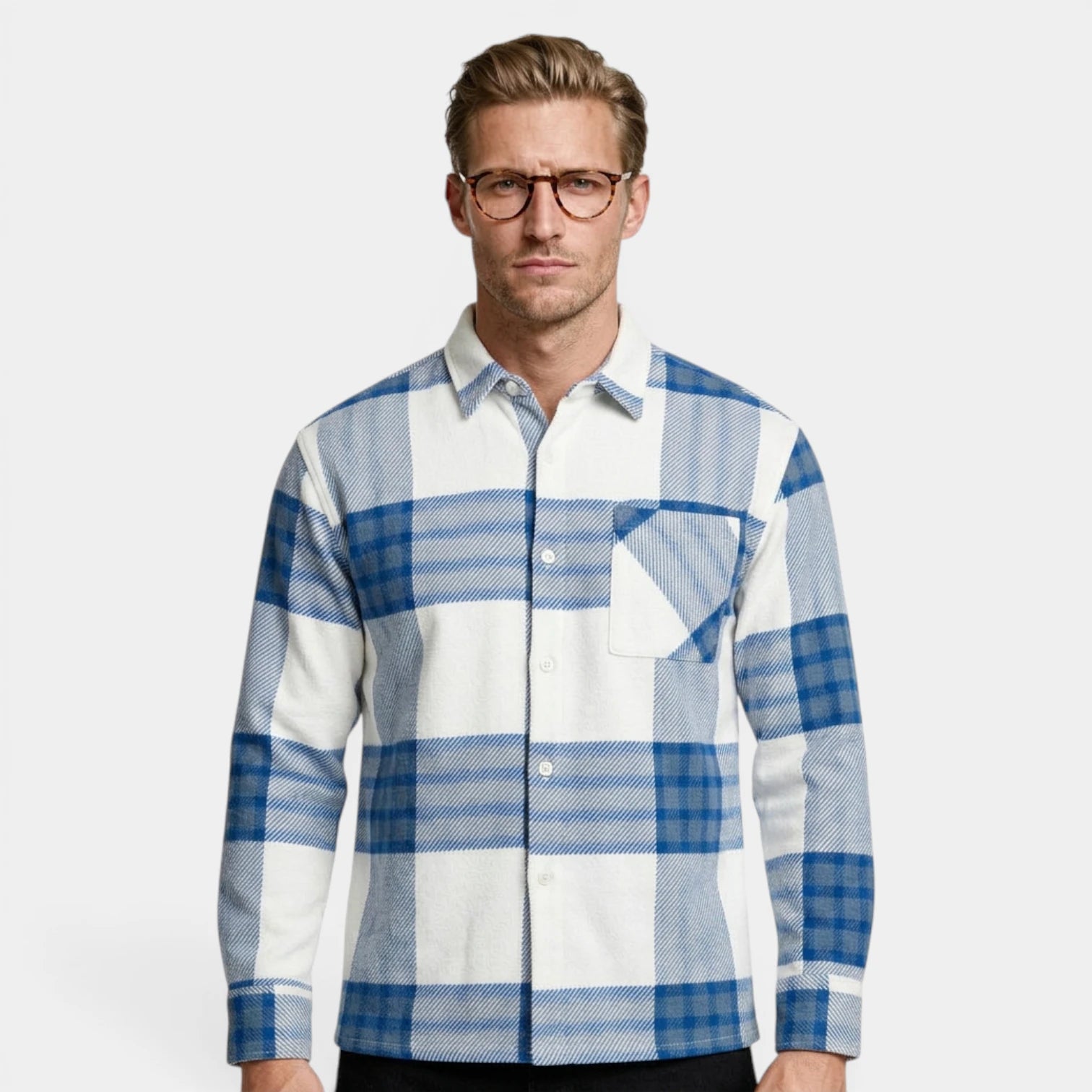 Checked Overshirt Relaxed Fit Button-Front for Men
