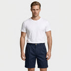 Pleated Tailored Shorts Cuffed Hem Regular Fit for Men