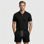 Polo Shirt and Shorts Set Drawstring Waist for Men