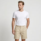Pleated Tailored Shorts Cuffed Hem Regular Fit for Men
