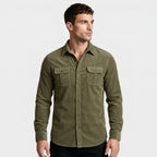 Button-Up Shirt Dual Chest Pockets Structured Fit for Men