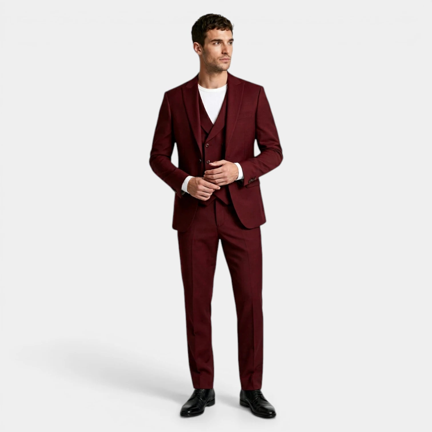 Three-Piece Suit Regular Fit Notch Lapel Woven for Men