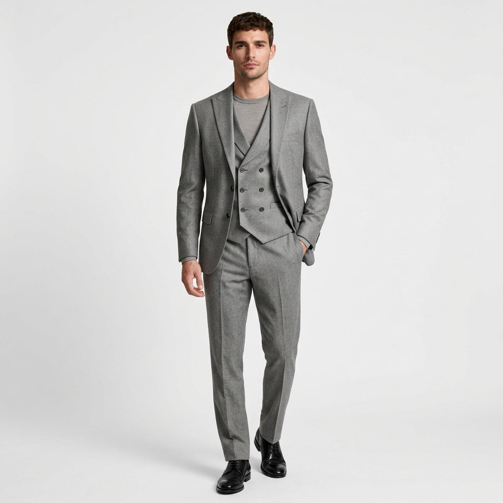 Three-Piece Suit Regular Fit Notch Lapel Woven for Men