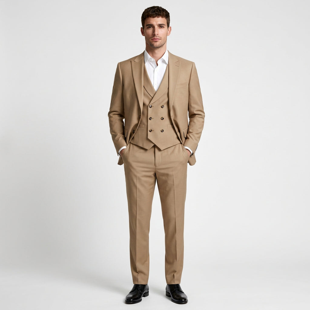 Three-Piece Suit Regular Fit Notch Lapel Woven for Men