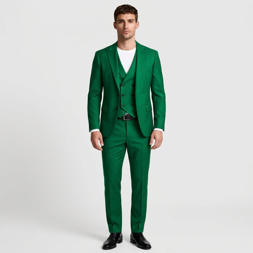 Three-Piece Suit Regular Fit Notch Lapel Woven for Men