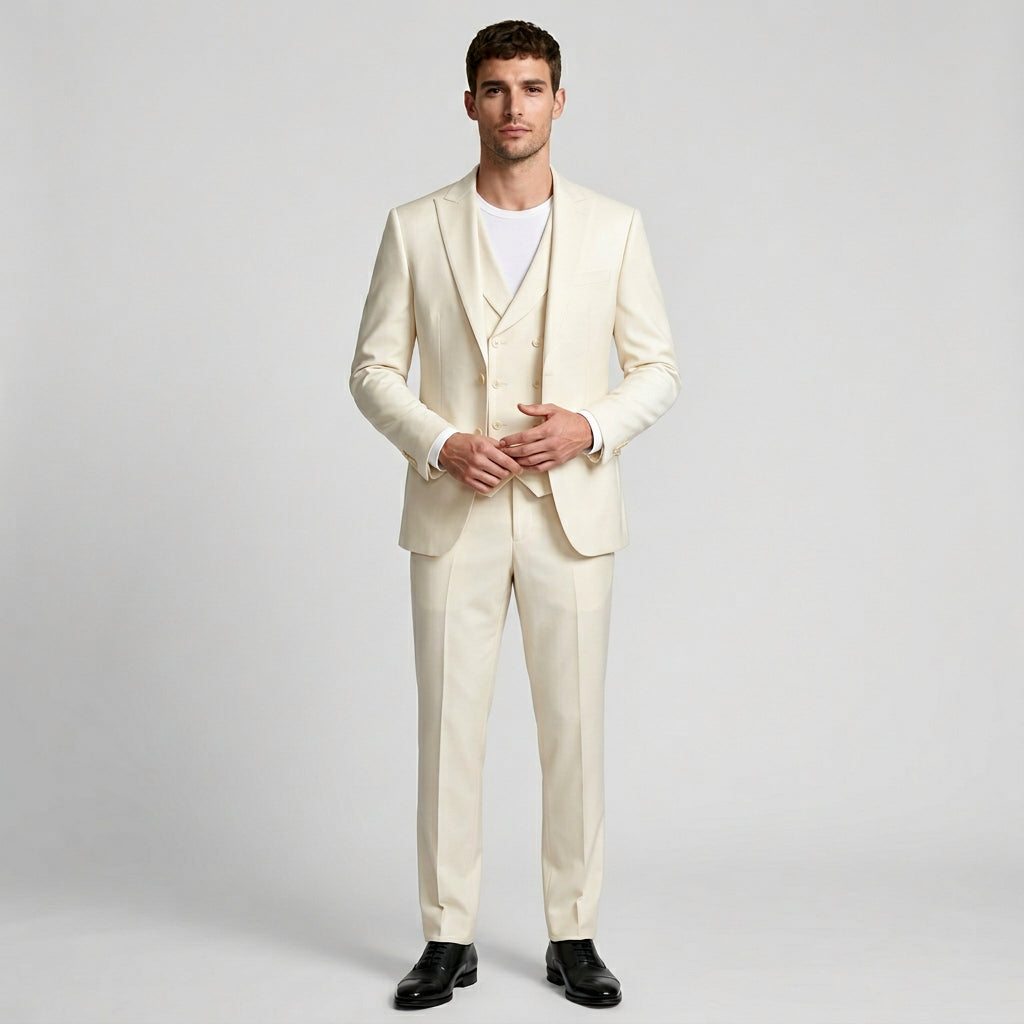 Three-Piece Suit Regular Fit Notch Lapel Woven for Men