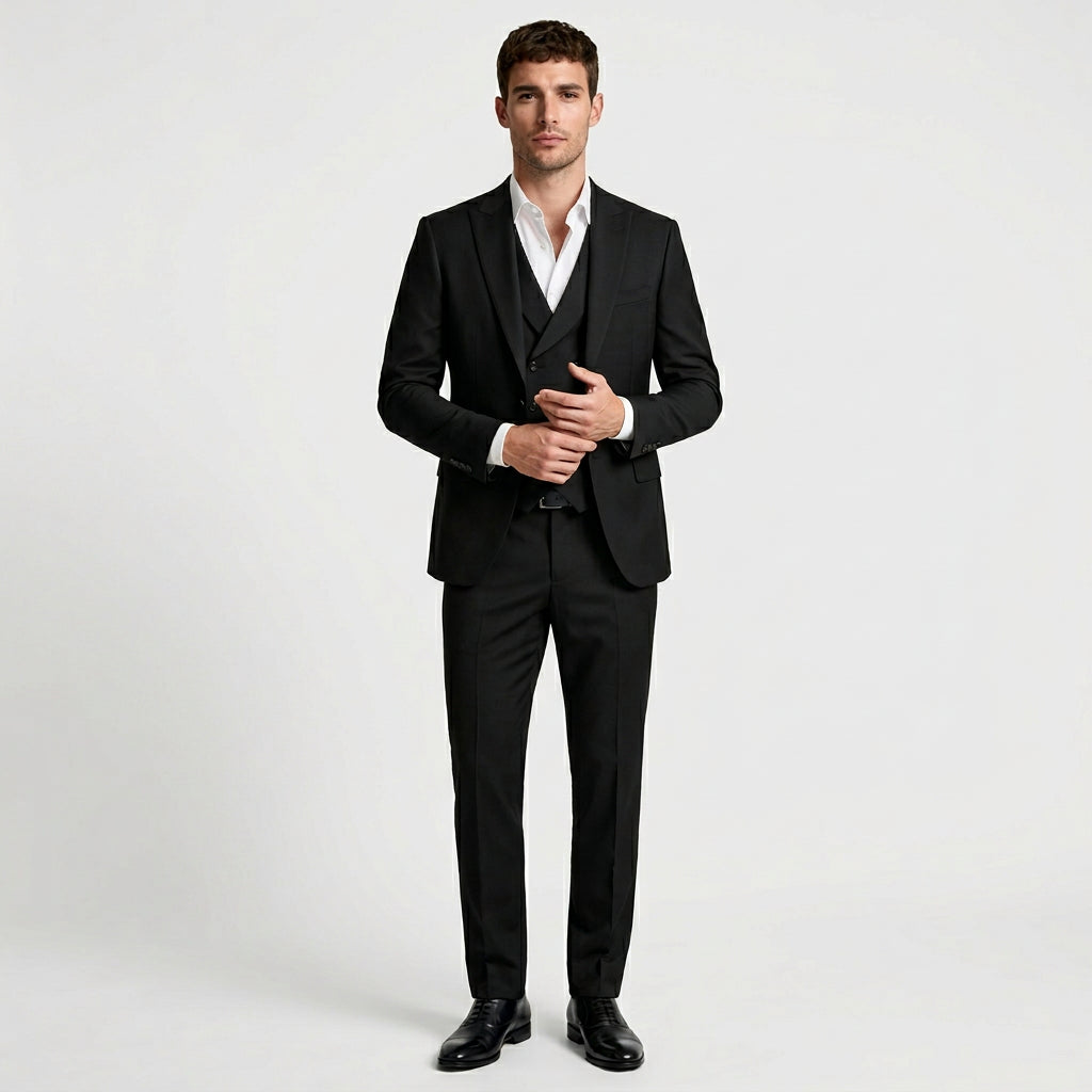 Three-Piece Suit Regular Fit Notch Lapel Woven for Men
