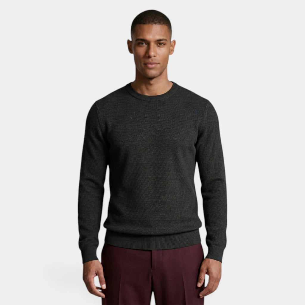Crew Neck Textured Knit Sweater Regular Fit for Men