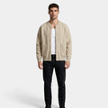 Button-Up Knit Cardigan Ribbed Trim Relaxed Fit for Men