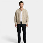 Button-Up Knit Cardigan Ribbed Trim Relaxed Fit for Men