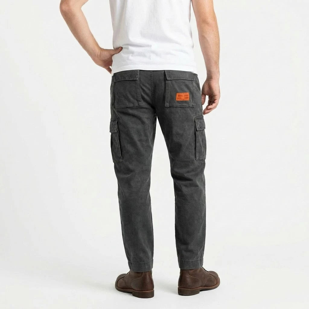Cargo Pants Straight Fit Button Waist Flap Pockets for Men