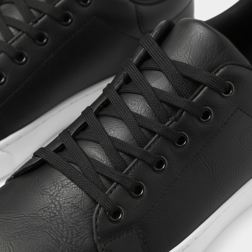 Lace Up Low Top Sneakers Textured Finish Round Toe Casual Shoes for Men