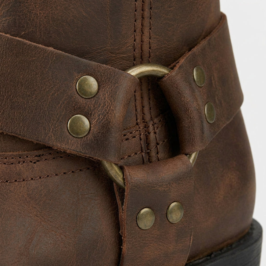 Leather Strap Ankle Boots Rugged Construction for Men