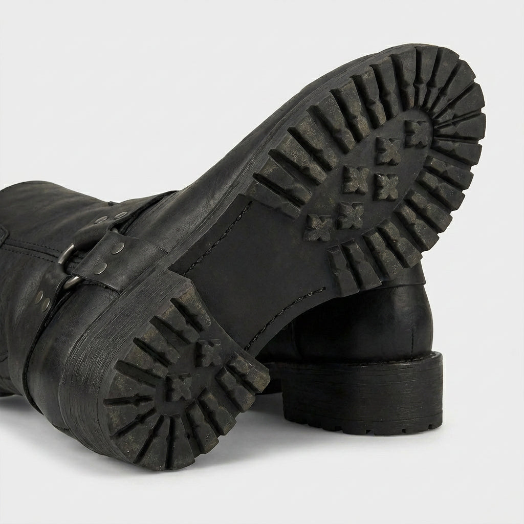 Leather Strap Ankle Boots Rugged Construction for Men