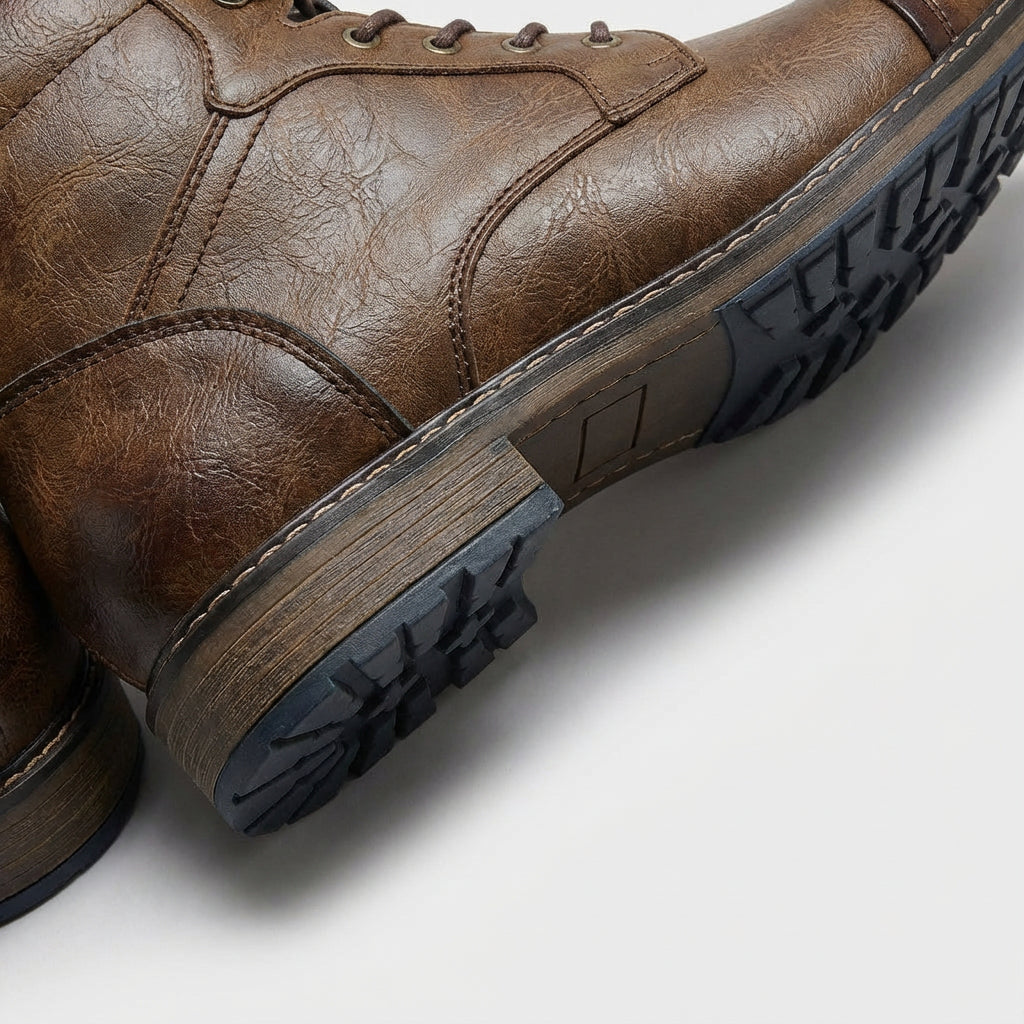 Lace Up Leather Boots Vintage Style for Men