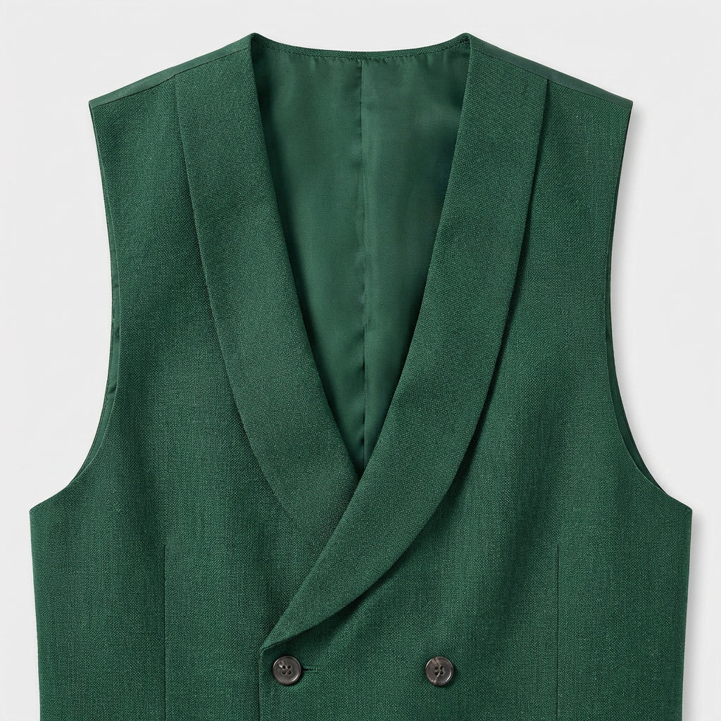 3-Piece Suit Set Single-Breasted Blazer Double-Breasted Vest for Men