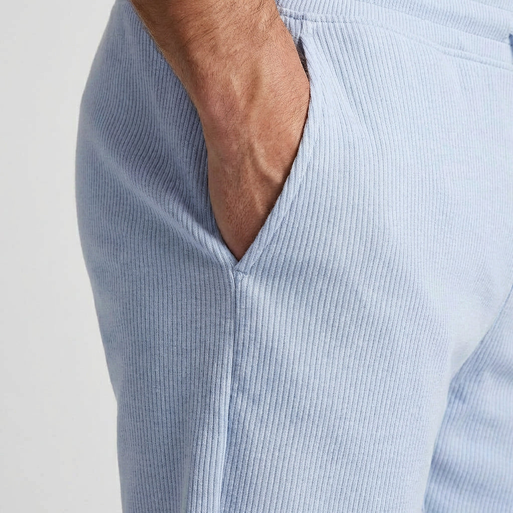 Two-Piece Zip Polo Shirt and Shorts Set for Men