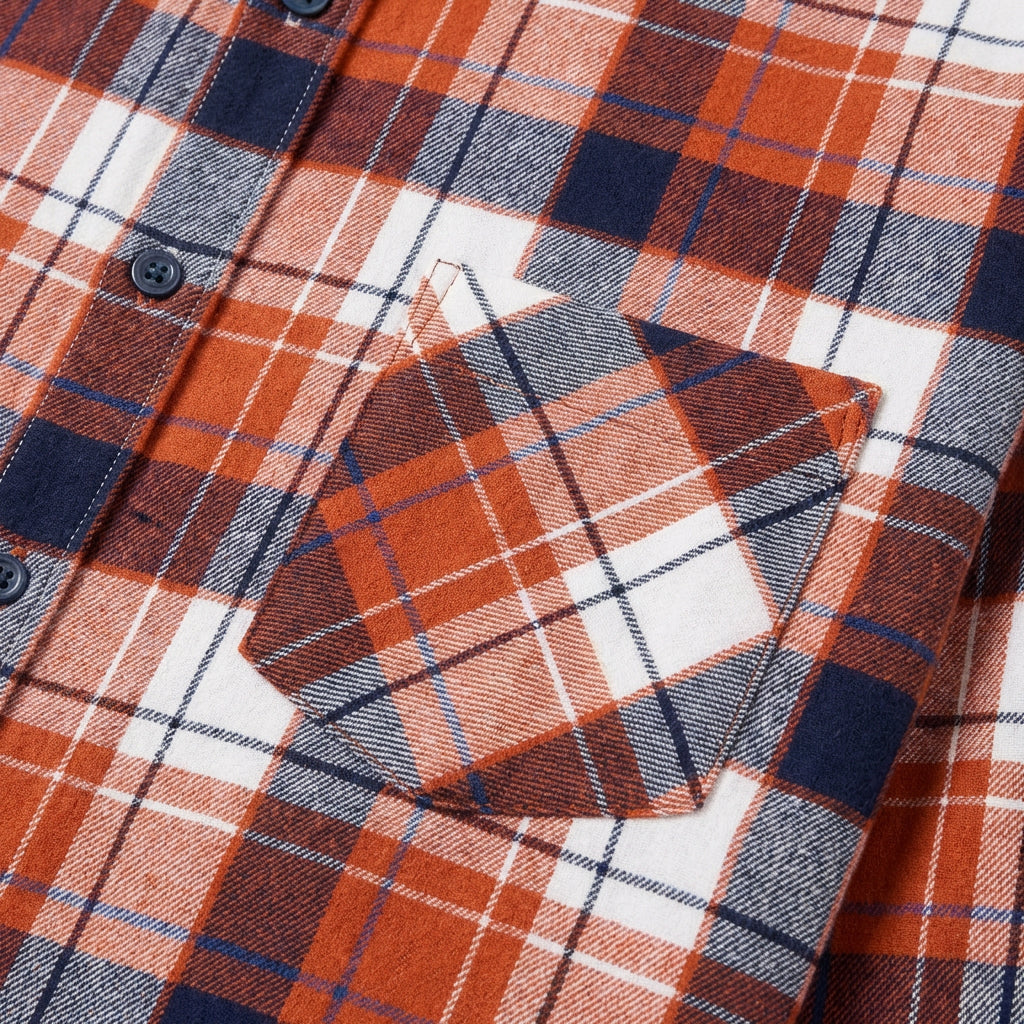 Checkered Button-Down Collar Long Sleeve Shirt for Men