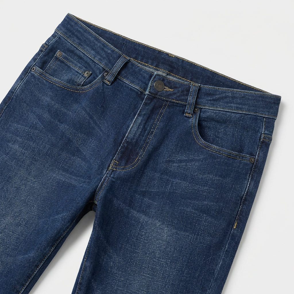 Straight Leg Denim Jeans Stretch Cotton Regular Fit for Men