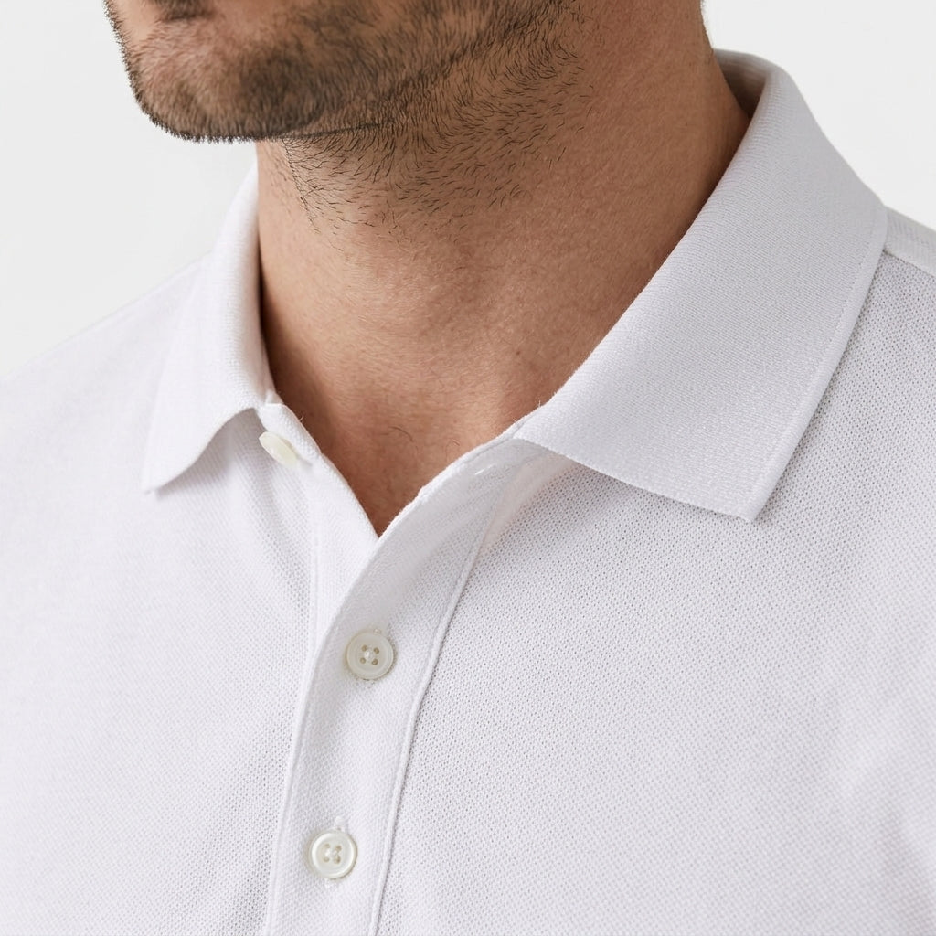 Textured Polo Shirt Drawstring Shorts Set for Men