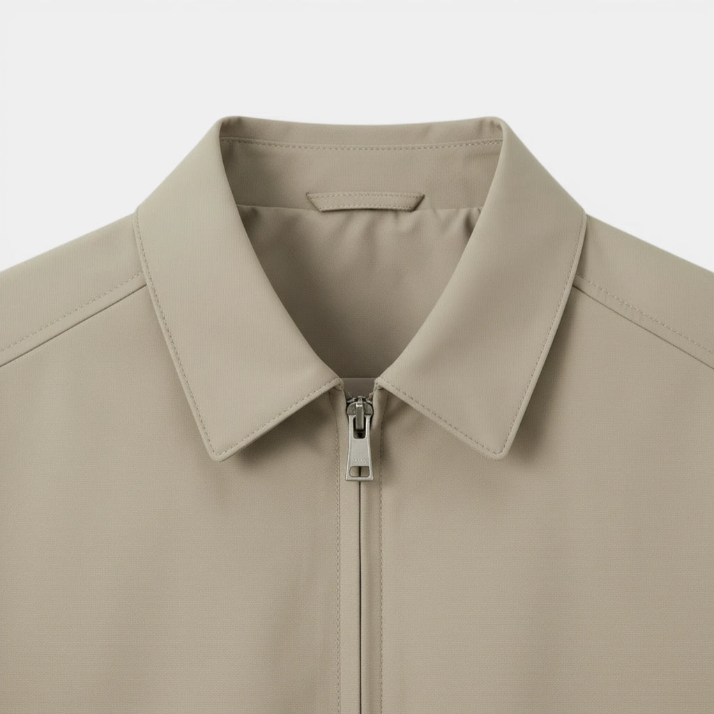 Zip-Up Collared Jacket Smooth Finish Regular Fit for Men