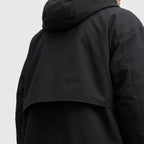 Hooded Longline Trench Coat Zip-Up Button Front for Men