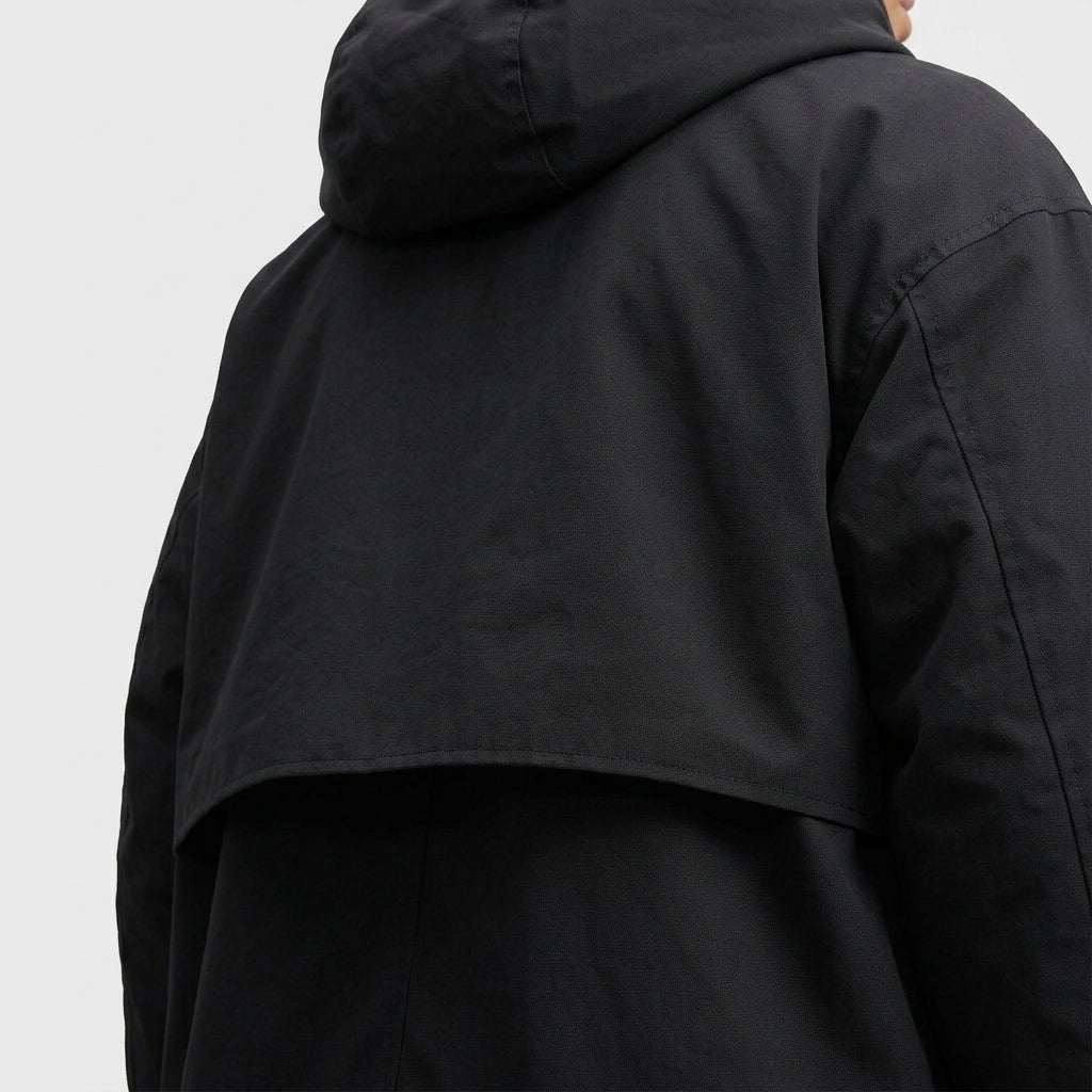 Hooded Longline Trench Coat Zip-Up Button Front for Men