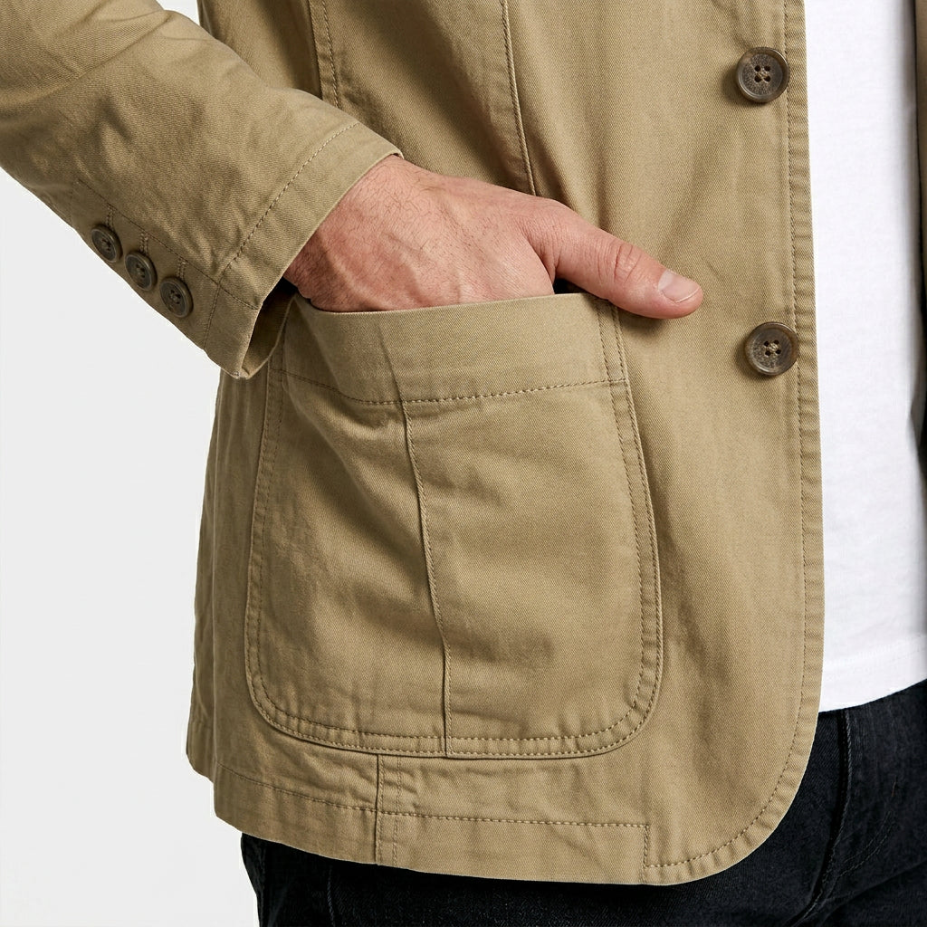Three-Button Woven Blazer Tailored Regular Fit for Men