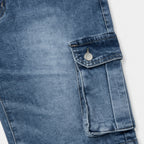 Denim Cargo Shorts Washed Straight Fit for Men