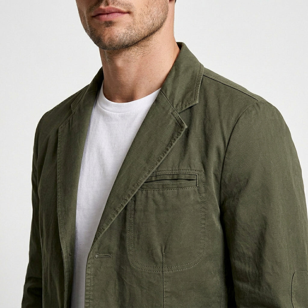 Three-Button Woven Blazer Tailored Regular Fit for Men
