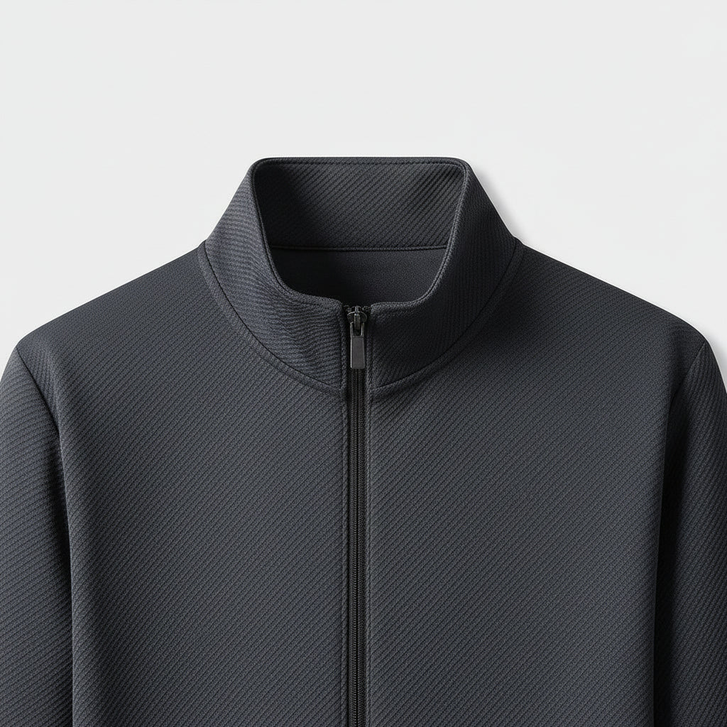 Textured Zip Jacket Drawstring Pants Track Set for Men
