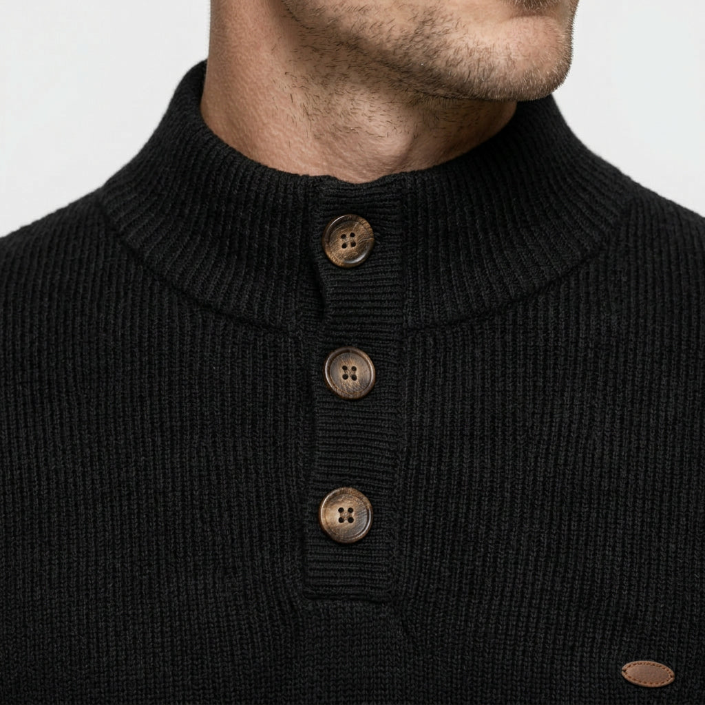 High Neck Ribbed Knit Sweater Regular Fit for Men