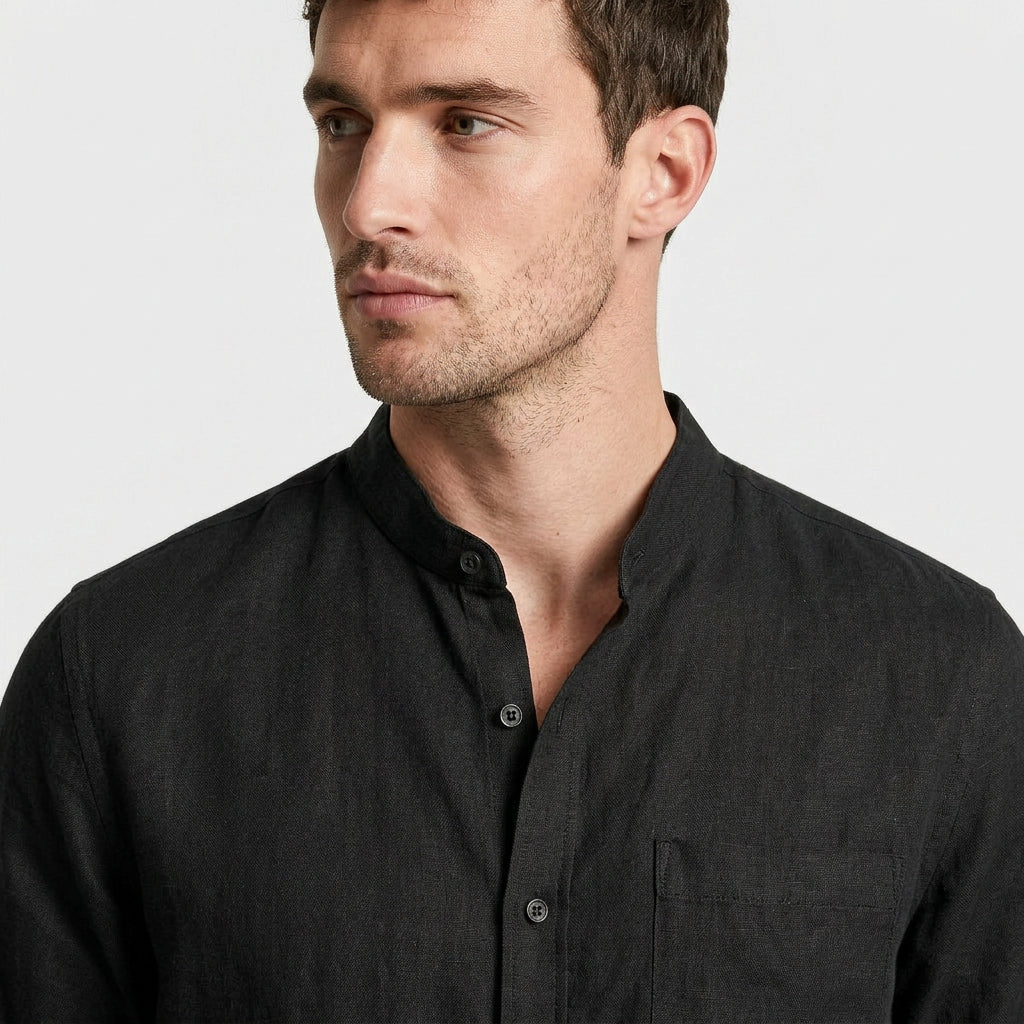 Two-Piece Button-Up Stand Collar Set Regular Fit for Men