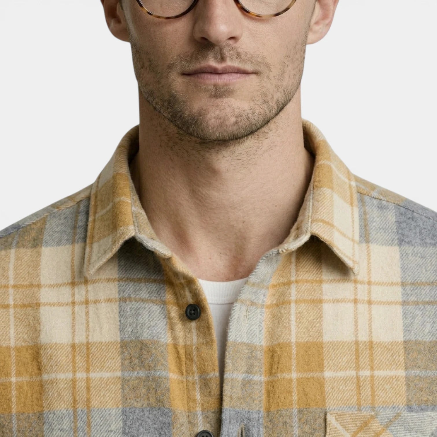 Checked Overshirt Relaxed Fit Button-Front for Men