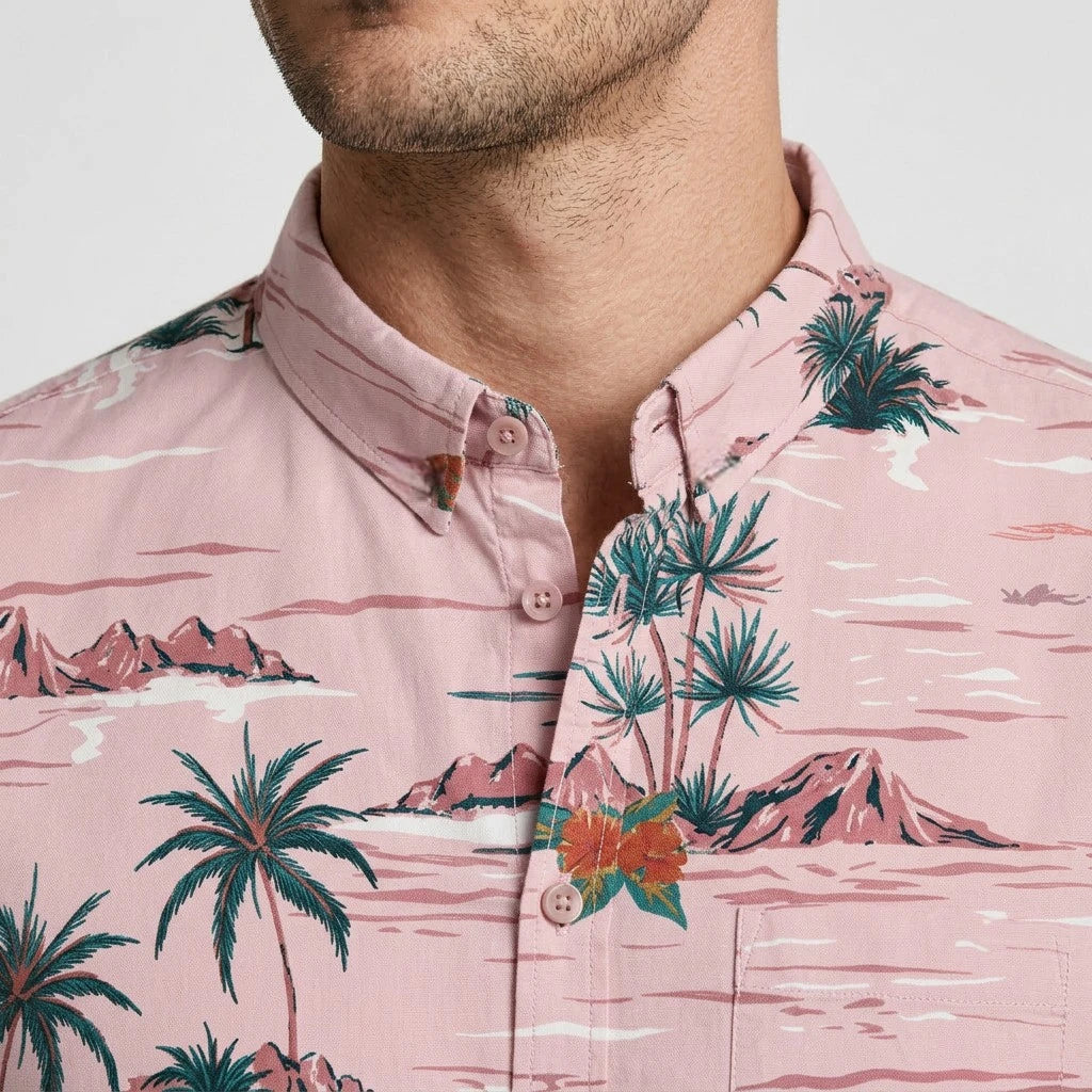 Tropical Floral Print Shirt Short Sleeve Regular Fit for Men