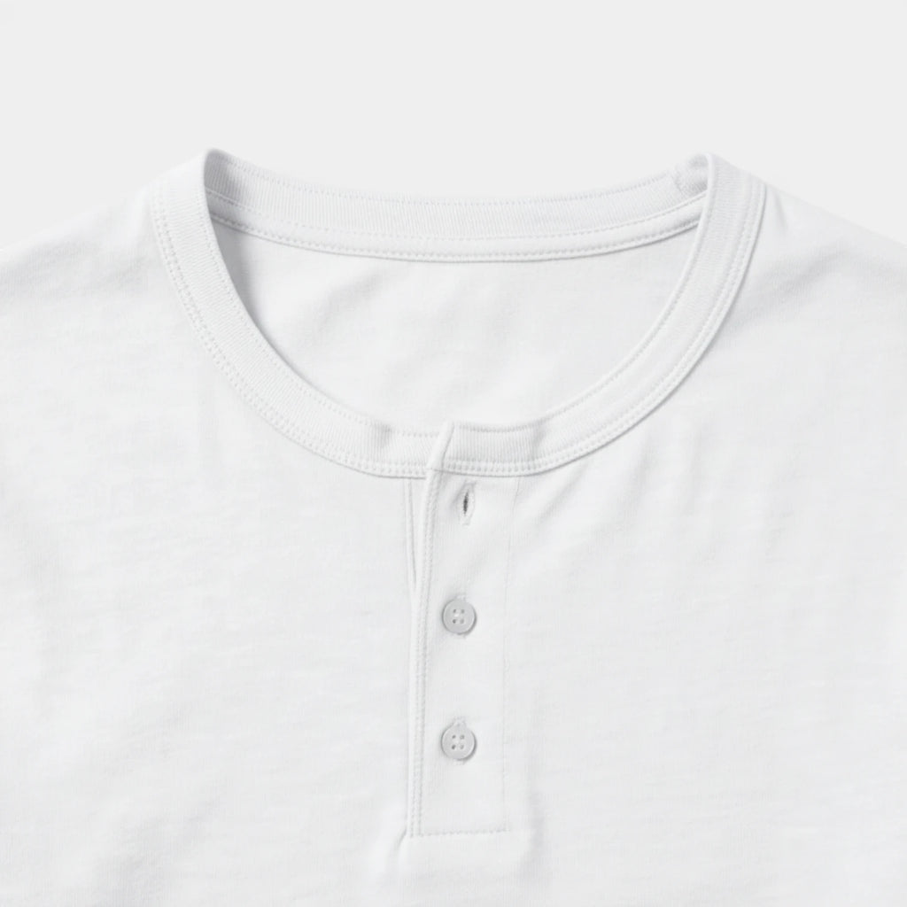 Long Sleeve Henley Shirt Three Button Placket for Men