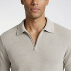 Half-Zip Ribbed Knit Polo Sweater Regular Fit for Men