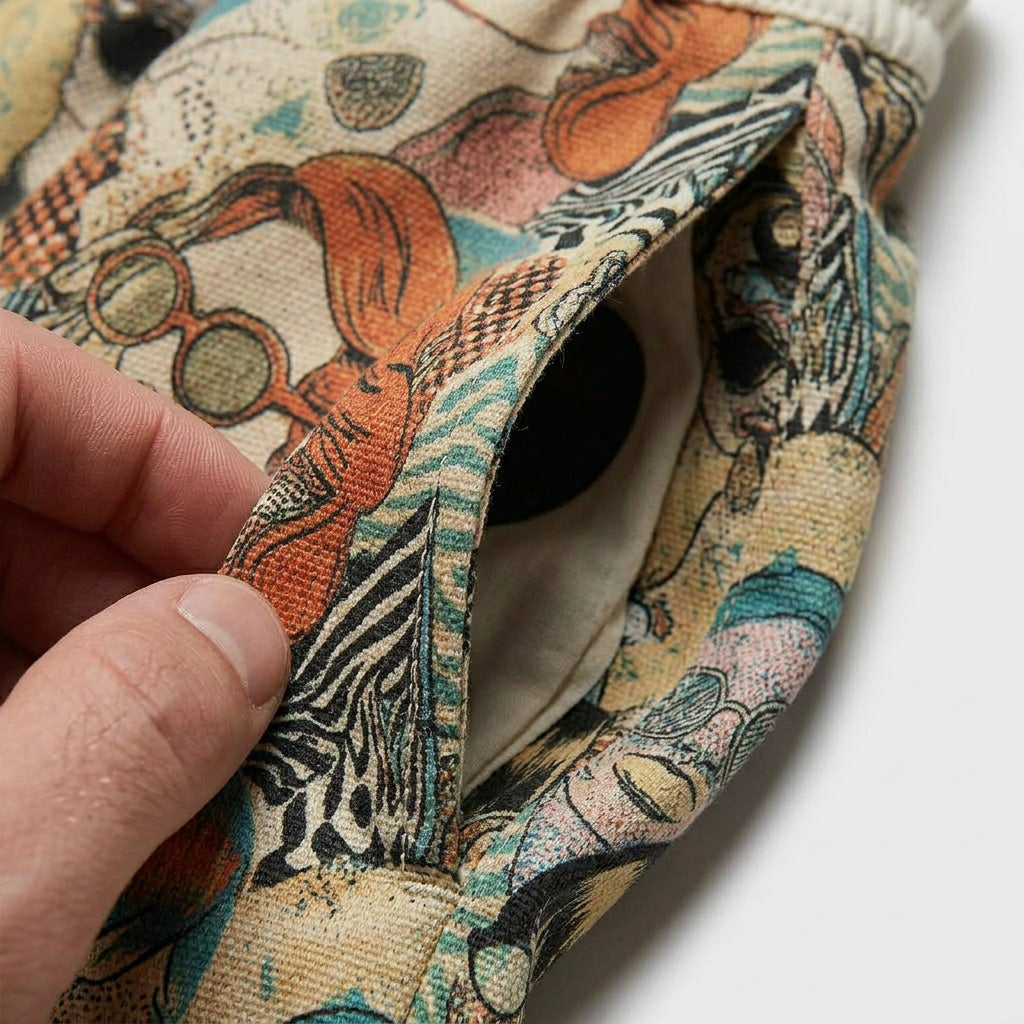 Graphic Print Shorts Drawstring Waist Relaxed Fit for Men