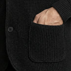 Button-Up Knit Jacket Ribbed Collar Elbow Patch for Men