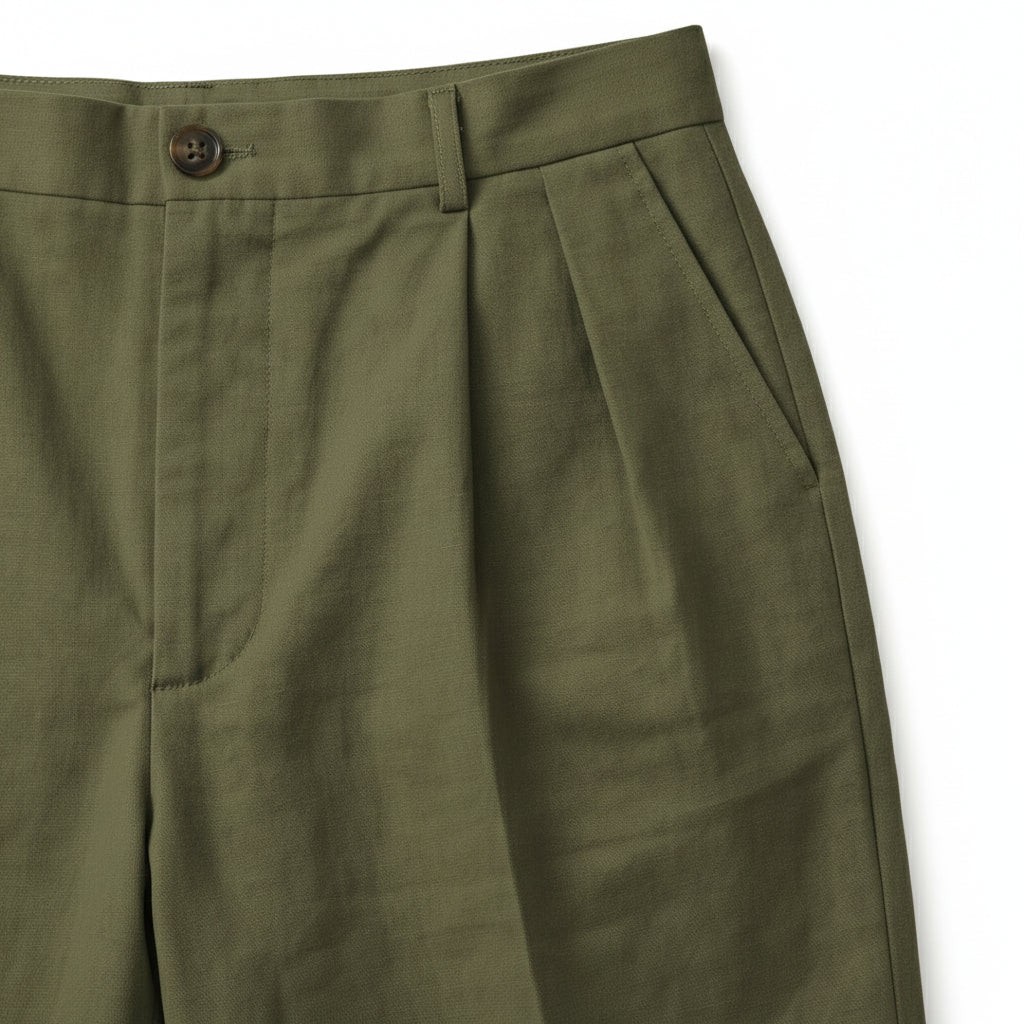 Pleated Tailored Shorts Cuffed Hem Regular Fit for Men
